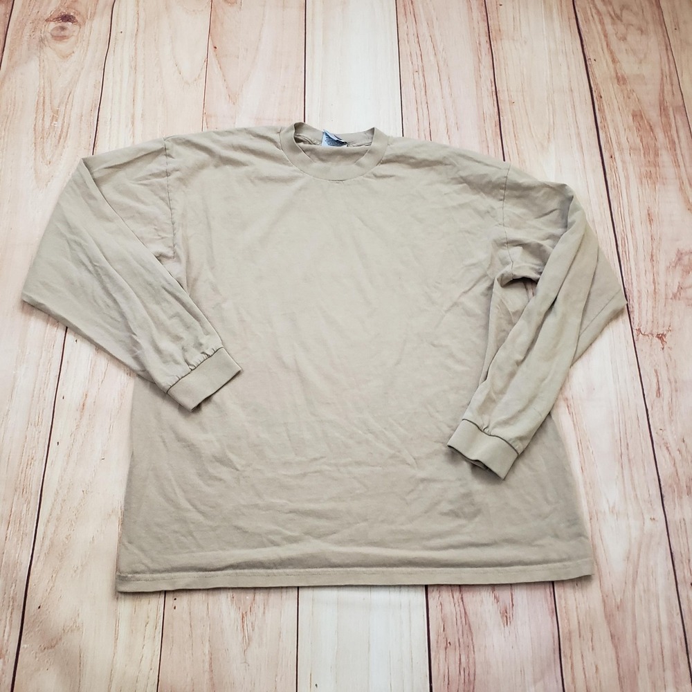 VTG Pro Club Shirt Mens XL Beige Heavyweight‎ Long Sleeve Crewneck 100% Cotton